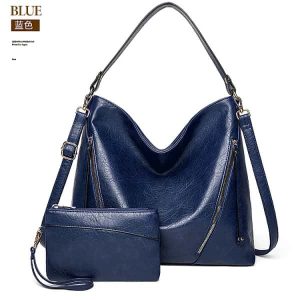 Women’s Soft Leather Handbag Big Capacity Tote Shoulder Crossbody Bag 2 SET