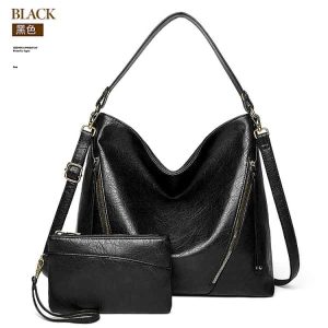 Women’s Soft Leather Handbag Big Capacity Tote Shoulder Crossbody Bag 2 SET